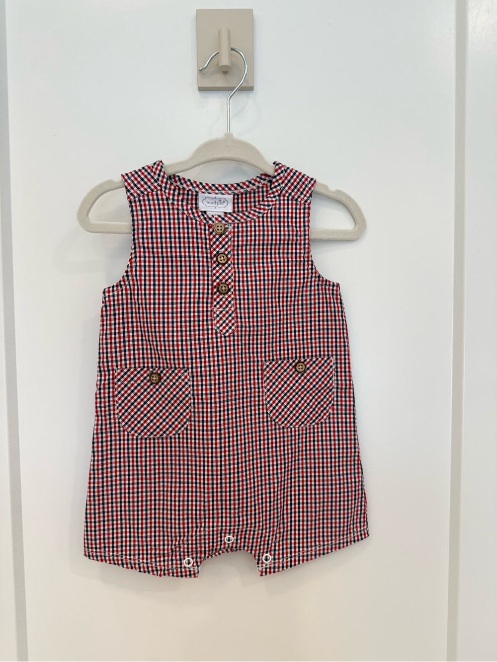 NWT Classic Red & Navy Gingham Baby Romper